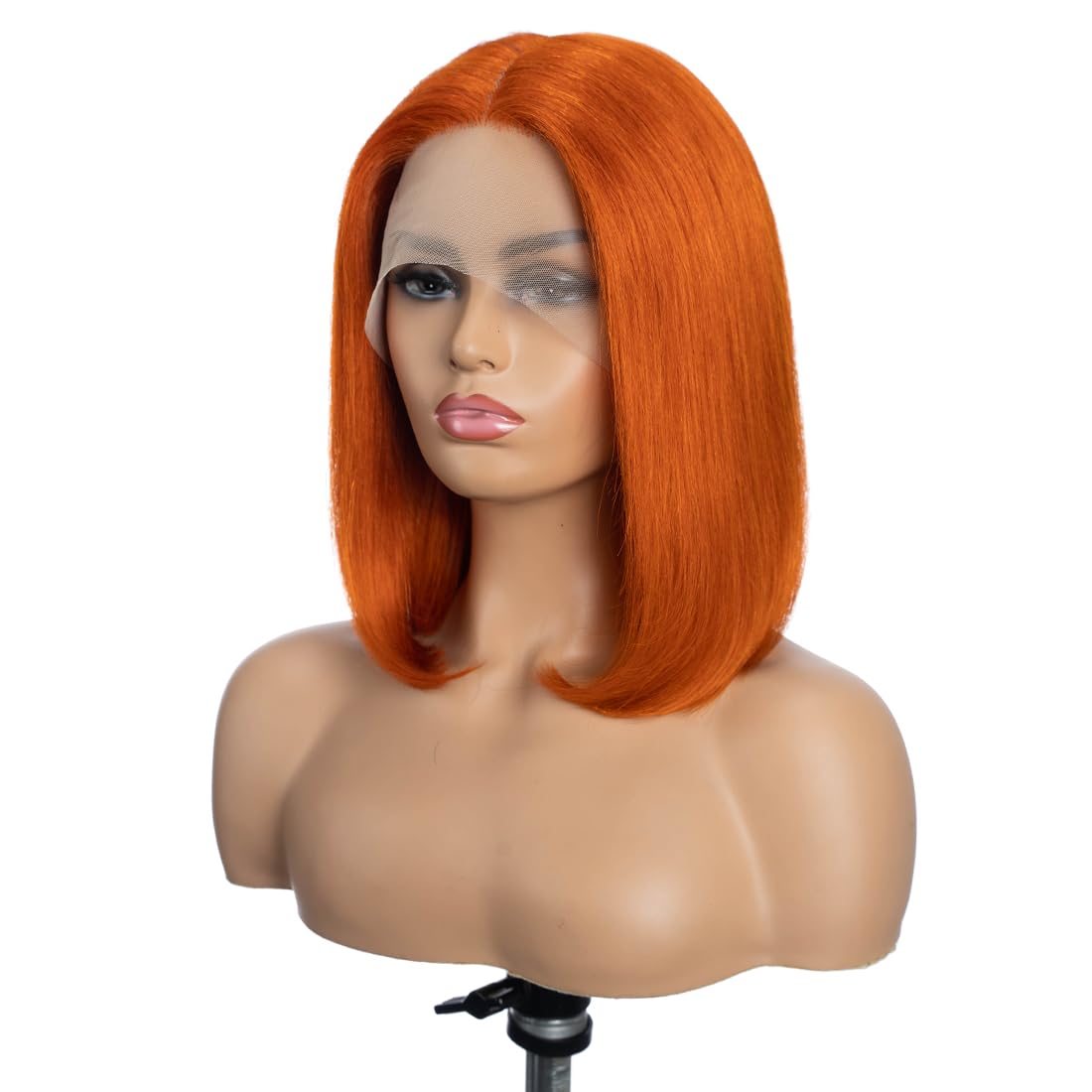 Human Hair Wigs hd Lace Front Wigs 13x4x1 T Part Wigs Short Bob 12inch Human Hair Gluless Wigs 150% Brazilian Virgin Human Hair Bob Wigs Straight Hair ORANGE Color for black women - Image 2