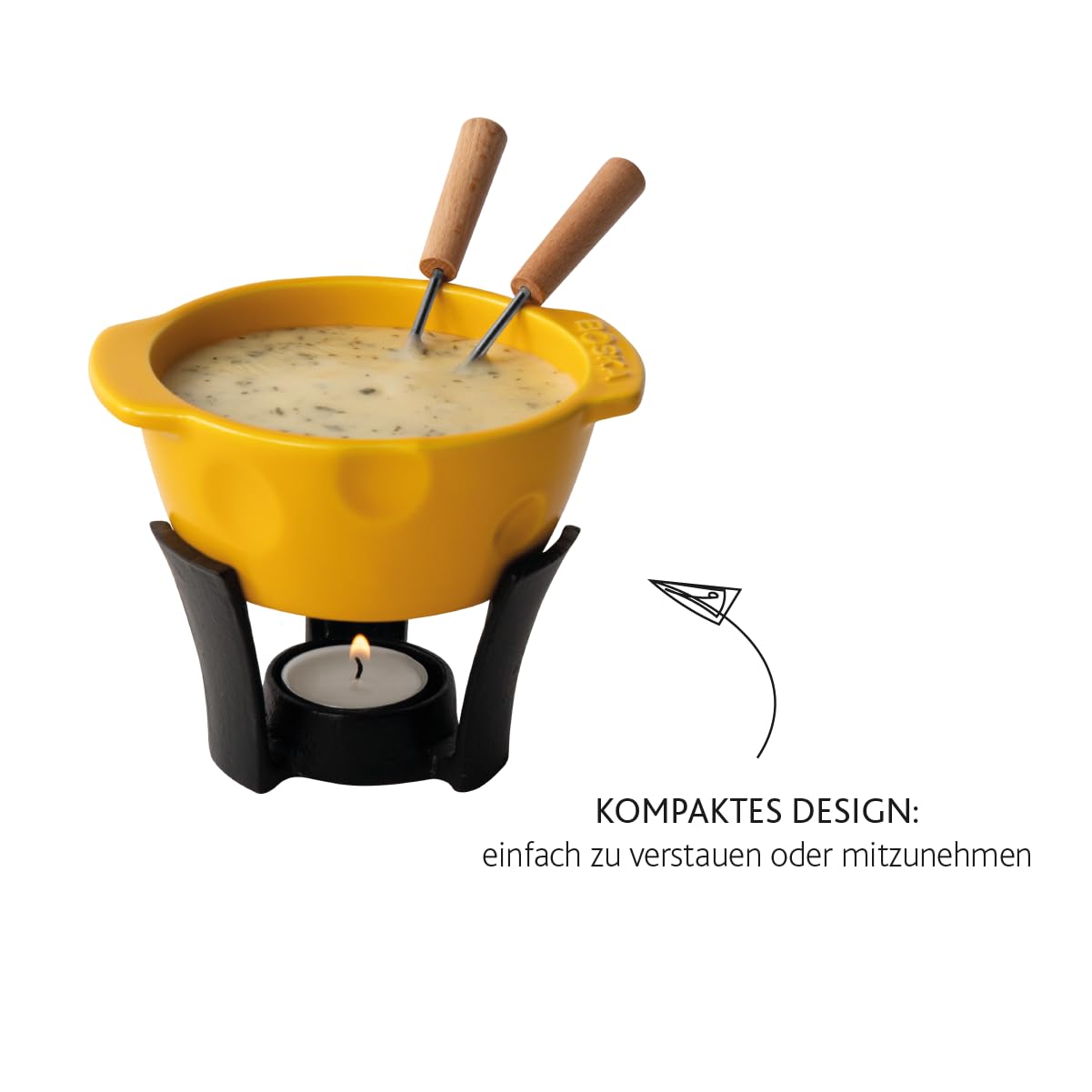 Boska Fondue-Set Mini Cheesy/Für Käsefondue und Soße / 300 ml/Spülmaschinenfester Fonduetopf