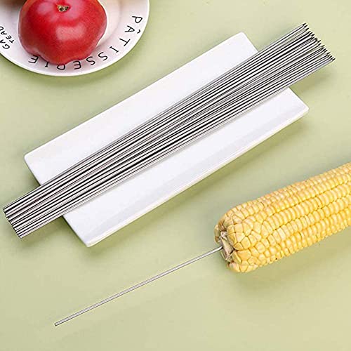 20 Pieces Stainless Steel Skewers, Bbq Skewers, Meat Skewers, Stainless Steel Skewers, Reusable Bbq Skewers, Kebabs - 35Cm ((Style A-Silver) #TOP1