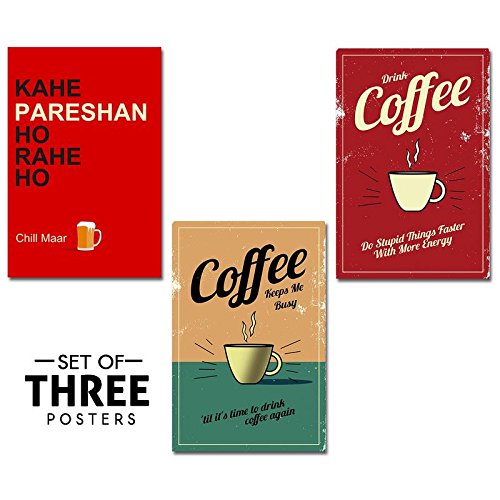 PosterGully Set of 3 Poster Combo 34 Café Poster Combo Wall