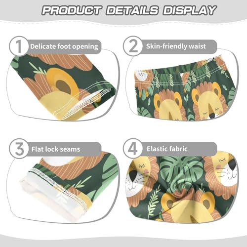 Toddler Girls Leggings Printed Yoga Pants Leggings Green Leaves Lion Heads for Kids3