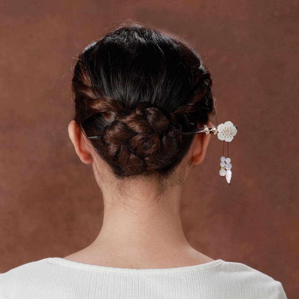 Chignon Pin Hair,Hair Sticks,Wood Hair Sticks Shell Flower Decorative Hair Chopsticks for Thick Hair Handmade Elegant Hair Pins Stick Chinese Classical Wooden Chopsticks