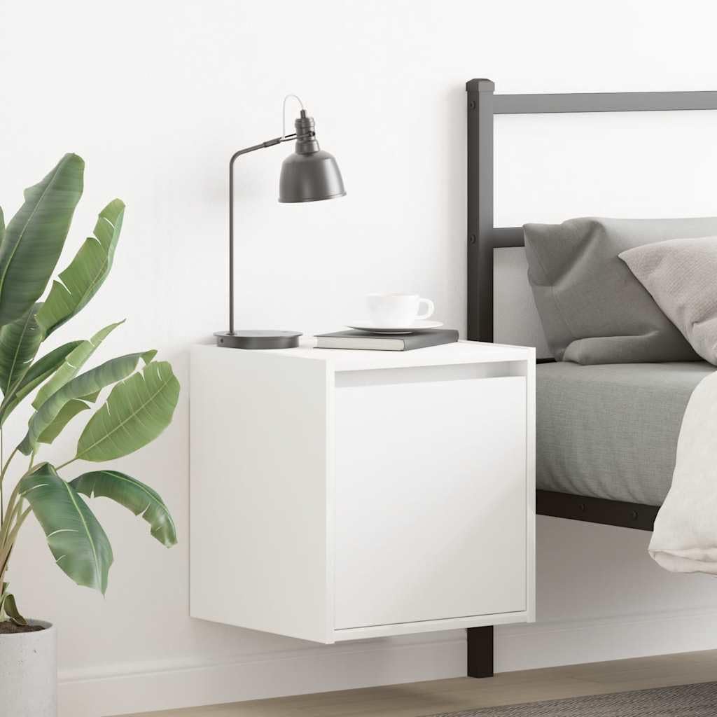 SXZenSpace 861230 Wall-Mounted Bedside Cabinets 2 pcs White 38x34x40 cm Bedroom Cabinet,Storage Nightstand Side Table