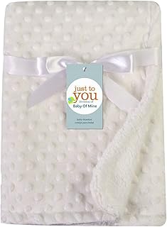 Baby Blanket Flannel Cozy Winter Throw Blankets for Newborn Infant Toddler Boys Girls Plush Receiving Blankets with Sherpa Back (White, 40x30 inch)