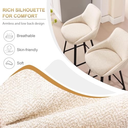 Image of Zesthouse Swivel Bar Stools Set of 4, Modern Counter Height Barstools with Backs, 26'' Upholstered Linen Fabric High Chairs for Island Kitchen, Counter Height Chairs with Metal Legs, Beige