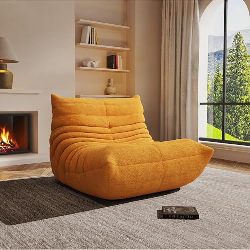 Image of Giant Bean Bag Chair for Adults,Comfy Lazy Fireside Accent Chair with Memory Foam,Cozy Single Floor Sofa Couch Boneless Chaise Lounge for Living Room Bedroom Gaming Room(Yellow,1Seater)