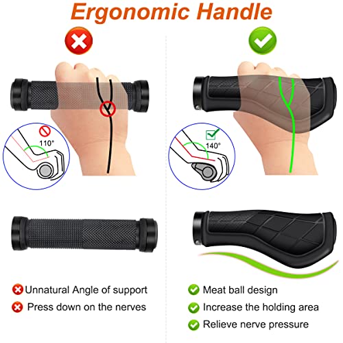 REETEE Non-Slip Rubber Bicycle Grips with Aluminum Lock, Ergonomic MTB Hand Grips - 22.2 mm Universal for BMX/Bicycle/Scooter - Image 4