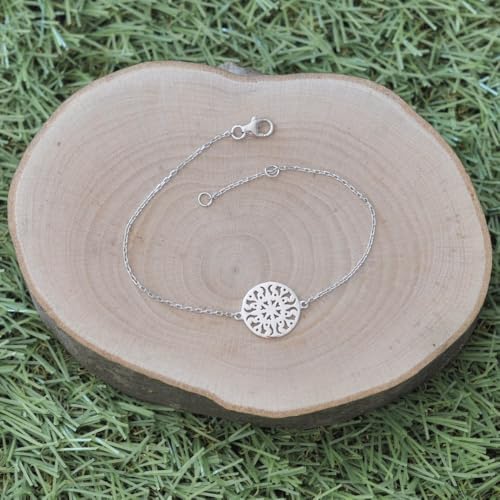 Image of LES POULETTES JEWELS - 925 Silver Rhodium Bracelet Round Arabesques