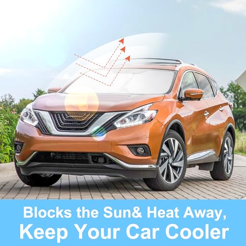 Image of Windshield Sun Shade Custom Fit for 2015-2020 2021 2022 2023 2024 Nissan Murano Accessories Foldable Window Sunshade Sun Blocker Protect Car from Sun Rays & Heat Damage Keep Car Cooler