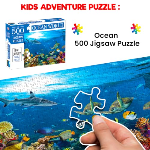 Image of Ocean World Jigsaw Puzzle, 500 Pieces, Underwater Marine Life Theme