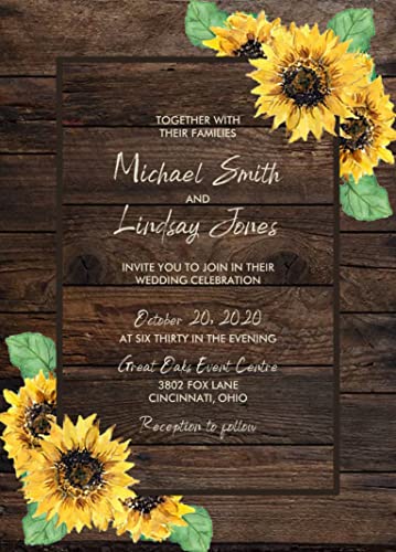 Rustic Country Sunflower Wedding Invitations