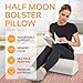 AllSett Health Large Half Moon Bolster Pillow for Legs, Knees, Lower Back and Head, Lumbar Support Pillow for Bed, Sleeping | Semi Roll for Ankle and Foot Comfort - Machine Washable Cover, White