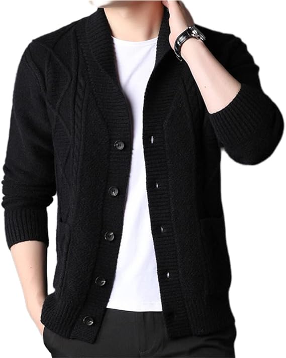 Amazon ジュタオピン カーディガン メンズ トップス ニットカーディガン アウター 春 秋 前開き Vネック セーター 上着 紳士用 無印 秋物 男性 長袖 カーディガン 大きいサイズ 暖かい 定番 父の日 プレゼント ボタ 無地 カーディガン 通販