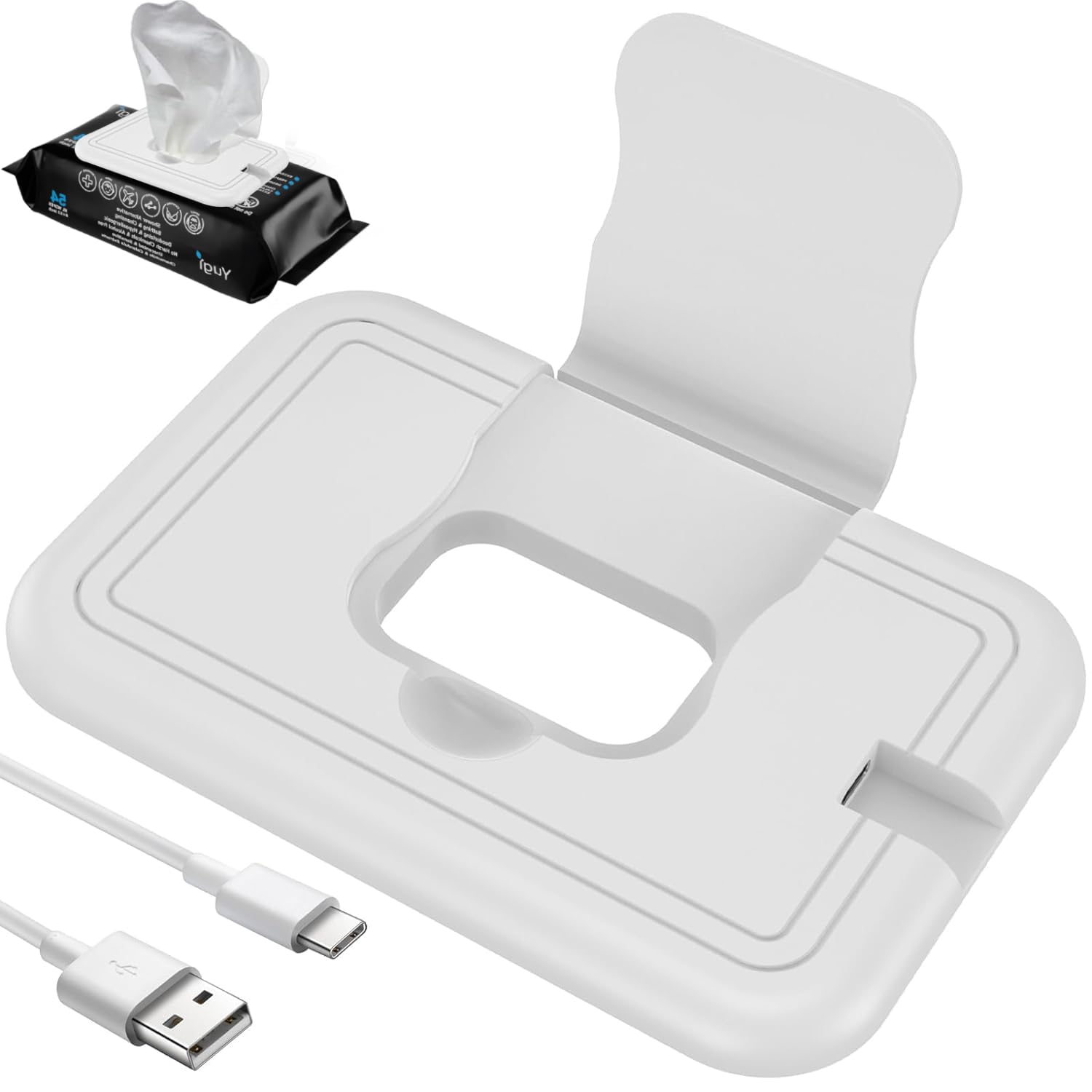 Angju Baby Wipe Warmer, Wet Wipe Warmer, Thermostat Baby Diaper Wipe Warmer, Fast Heating Heated, Portable USB Powered Wet Wipes Heater for Car Home Travel Baby Nursery