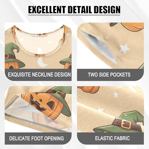 Pajama Short Sets Halloween Pumpkin Witch Hat Soft Cotton Summer Sleepwear 2 Piece PJS Size 5-14T3