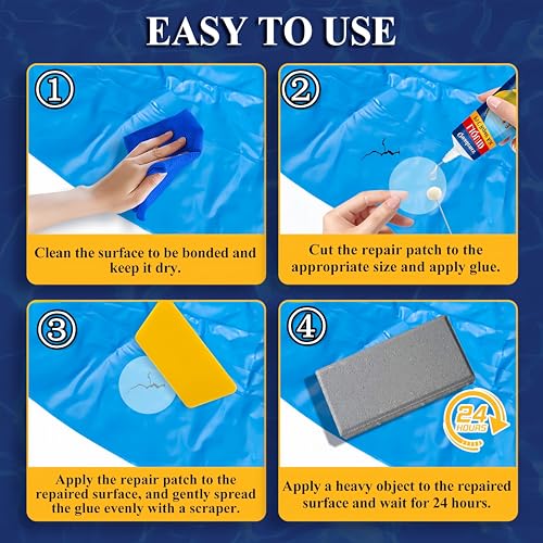 Quadence Heavy Duty Vinyl Repair Kit for Air Mattress, Waterproof Air Mattress Patch Kit Inflatable Repair Kit for PVC Boats, Raft, Kayak, Swimming Ring, Inflatable Toys, Vinyl Glue for Boats (80 ML) - image 7