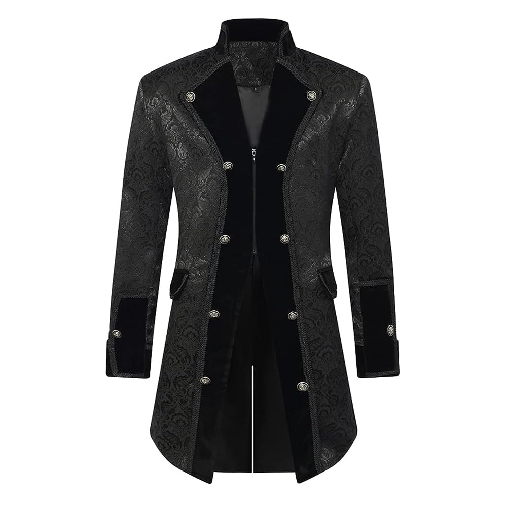 L TZMAPU Men's Steampunk Vintage Long Tailcoat Jacket Gothic Victorian Coat Costume