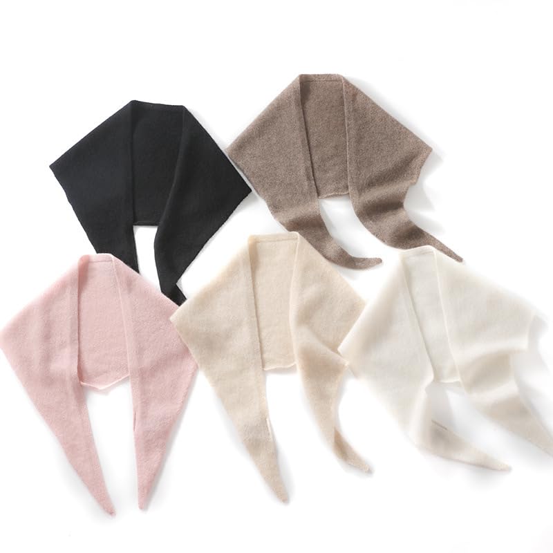 Cashmere Knit Triangle Scarf for Women Knitted Head Scarf Small Bandana Old Money Aesthetic Accessories (Black)4