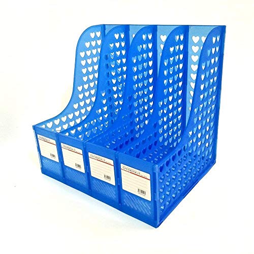 ZAKANO 4 Compartment Plastic Heart Shape File Holder, 24 X 27 X 30 cm, Blue
