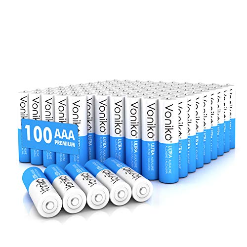 Voniko Ultra AAA Batteries 100 Pack - Alkaline Triple A Battery Ultra Long-Lasting for All Your Devices 10-Year Shelf Life Leak-Proof & Mercury-Free
