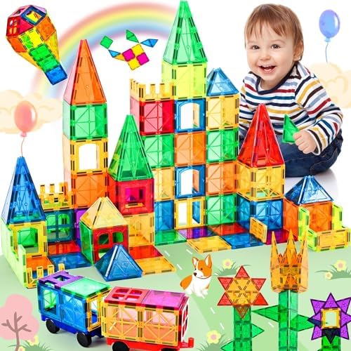 Brastoy Blocos de Montar Magnéticos Infantil Construção STEM Brinquedo (130 Peças)