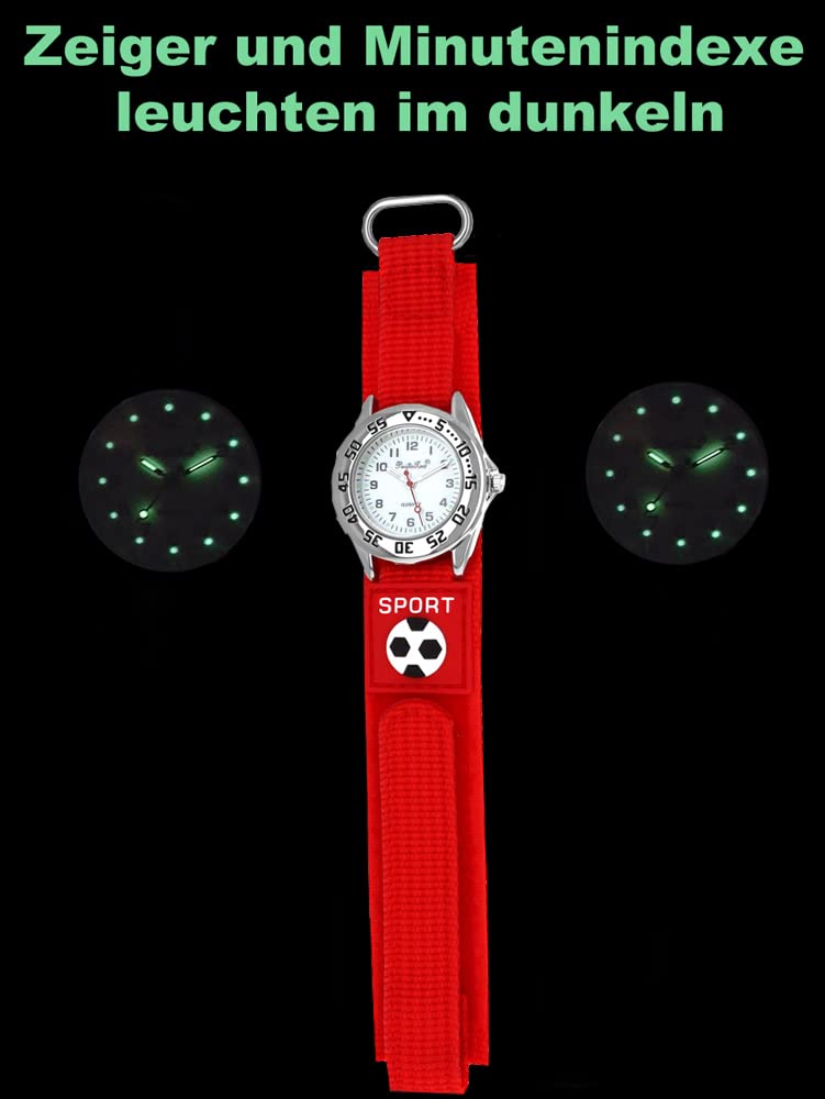 Pacific Time Kinder Armbanduhr Jungen Sport Fußball Kinderuhr Klettarmband blau analog Quarz