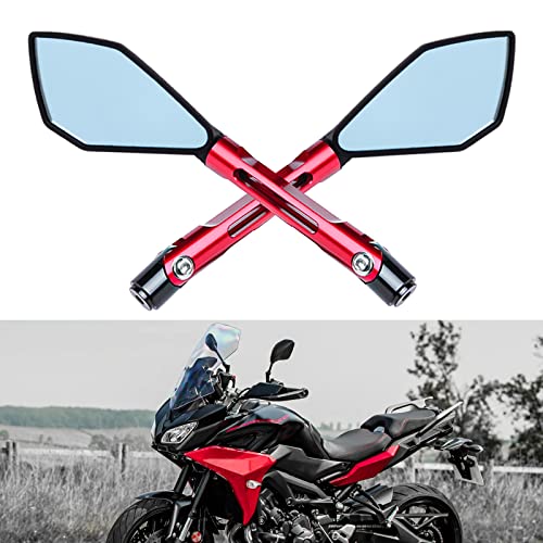 DREAMIZER 8mm 10mm Rétroviseur de Moto, Rétroviseurs Latéraux de Moto Pour XJ6 R1 R6 FZ6 F800 F650 MT03 MT07 MT09 Z750 Z1000 ER-6N TNT TRE Monster(Rouge)