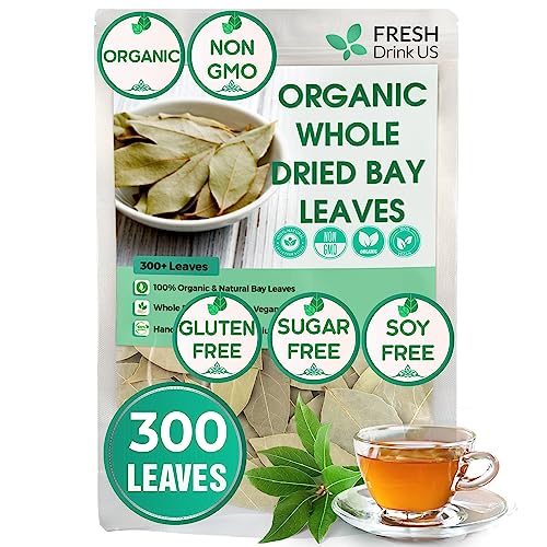 300+ Premium Dried Bay Leaves, Bay Leaf Tea, Organic, Whole Nice Leaves, Non Gmo, Sugar Free, Gluten Free, Caffein Free, Vegan, Witchcraft, Fresh Harvest, Bay Leaves For Cooking #TOP8