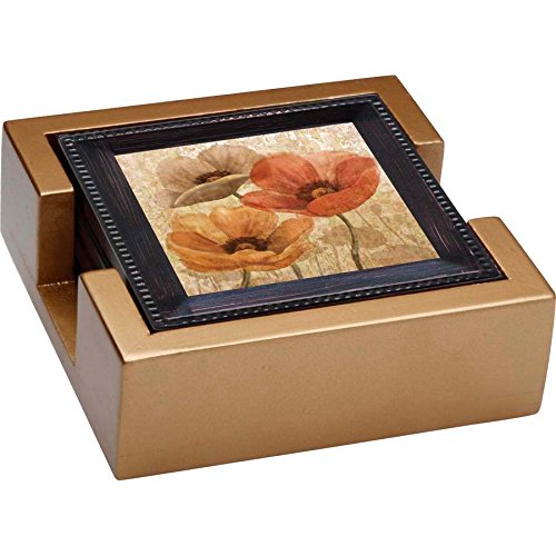 Thirstystone 4Piece Coaster Set with Holder Included Poppy Allure II