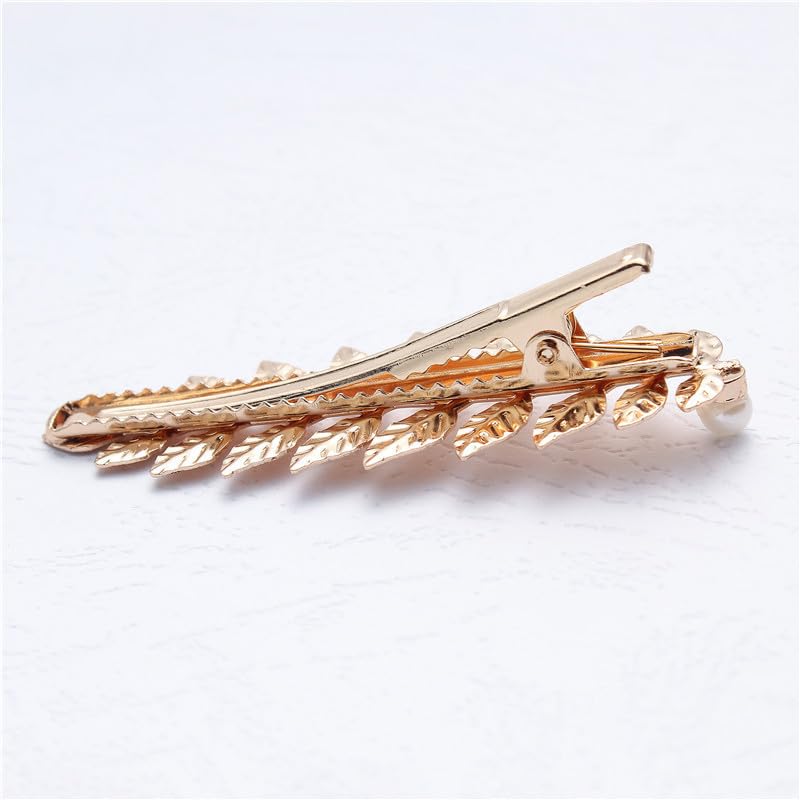 Pinzas para cabello con hojas doradas pack 2 miniatura 4