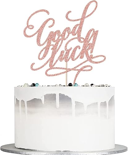 Decoración para pastel de buena suerte, graduación, jubilación, despedida, reubicación, trabajo de oficina, decoración de fiesta de despedida (oro
