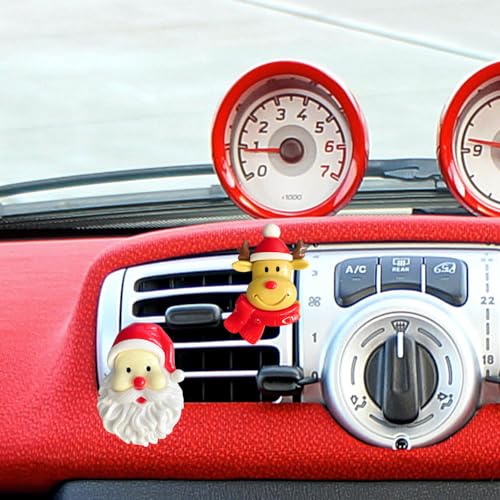 Image of ZOSTLAND Christmas Tree Car Decorative Clips, Cute Reindeer & Lovely Snowman Auto Air Fresheners, Santa Claus Car Decor Gift (5Pcs Christmas)