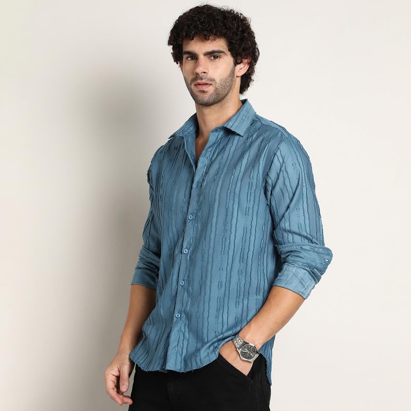 Image of CAHOOT Men's Shirt for Casual Wear | Mid-Rise | Regular Fit | Button Closure | Shirt Crafted with Comfort Fit for Everyday Wear