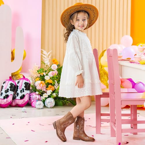 Girls Cowboy Boots Classic Western Floral Embroidery Sparkly Rhinestone Little Big Kids Cowgirl Boots Side Zipper Mid Calf Square Toe Toddler Girls Boot Riding Concert Party Wedding Halloween3