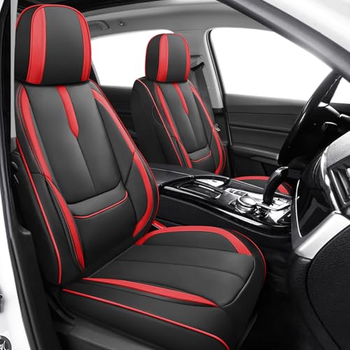 Image of ILMO Seat Covers for Chevy Silverado 1500 2007-2026 (Black&Red,Front Set)