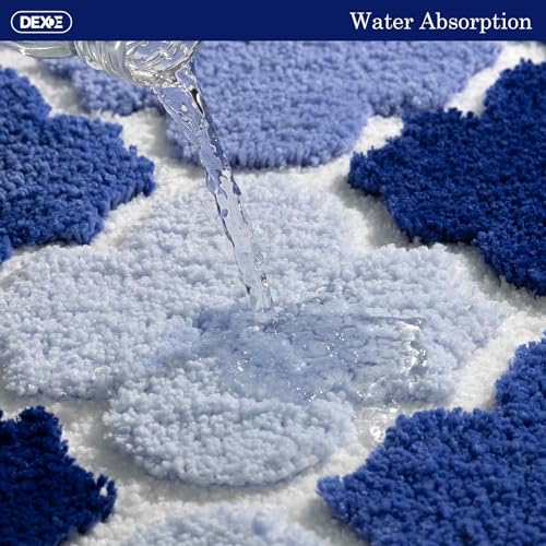 Image of Roseate Ellipse Super Soft Anti-Skid (40x60 cm) Super Absorbent Mats Microfiber 2000 GSM Mat for Bathroom /Kitchen /Door Mats for Home /Floor Mat (Blue) Pack of 1