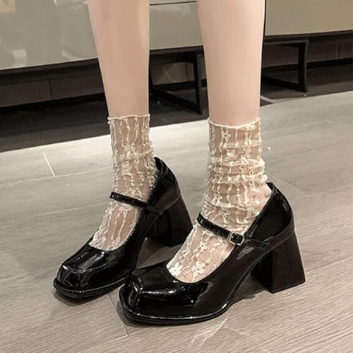 Women's Patent Leather Mary Jane Pumps Square Toe Chunky High Heel with Buckle Comfortable Dress Shoes for Sexy Casual Work Office Wear2