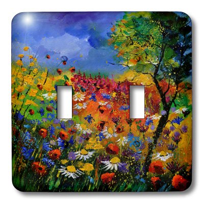 Interruptor doble de palanca 3dRose lsp_21111_2 flores de verano 3