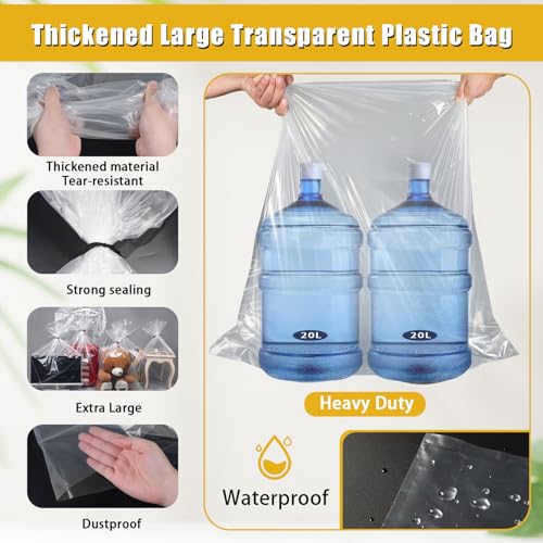 DBREAKS 10 Stück Extra Große Gaint Durchsichtige Kunststoff-Aufbewahrungstaschen, Plastiktüten Groß 80x120CM, Riesige Aufbewahrungsbeutel, Plastiksäcke für Koffer, Möbel, Plüschtiere, Bürostühle