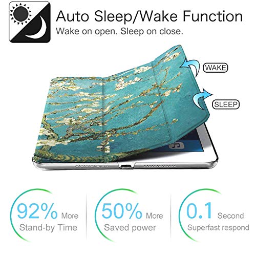 Image of DuraSafe Cases iPad PRO 12.9 3 Gen 2018 [ iPad 12.9 Inch 3rd ] A1876 A2014 A1895 A1983 MTEL2HN /A MTEM2HN /A MTFN2HN /A Trifold Printed Hard Smart PC Transparent Back Cover - Blossom