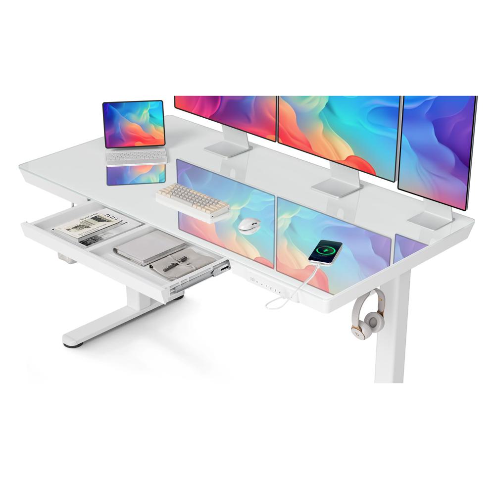 Standing Desk With Drawers, Height Adjustable Desk 55 X 24 Inch Stand Up Desk Electric Sit Stand Computer Desk For Home Office Natural - View #11