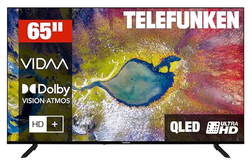 TELEFUNKEN QLED Fernseher 65 Zoll Smart TV VIDAA 4K UHD, Dolby Vision HDR Fernseher, Dolby Atmos, Triple-Tuner und 6 Monaten HD+ inkl., QLED TV D65Q920B2CW (2026)