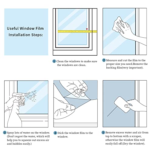 Jiffdiff Blue Window Privacy Film Decorative Window Tint Film Stained Glass Window Clings Static Cling Decorative Window Film Sun Blocking Heat Control Window Covering Film For Home #TOP7