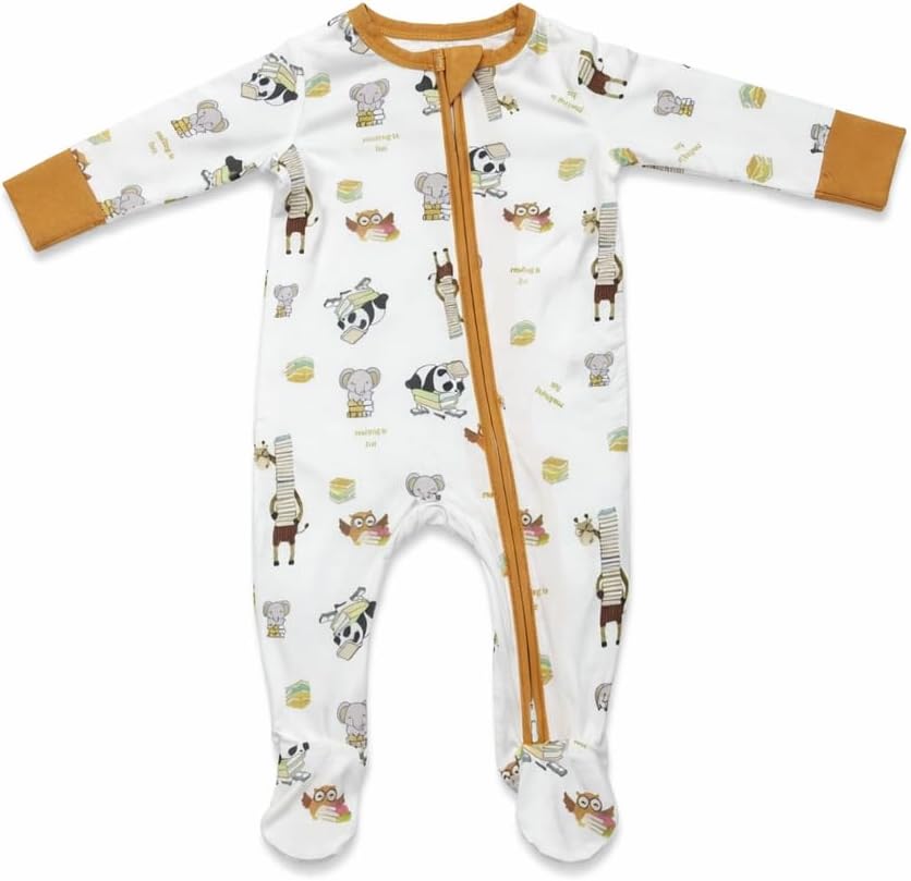 Baby Footie PJs, 2-Way Zipper, Long Sleeve, Unisex, Viscose from Bamboo and Spandex, 0-18 Months