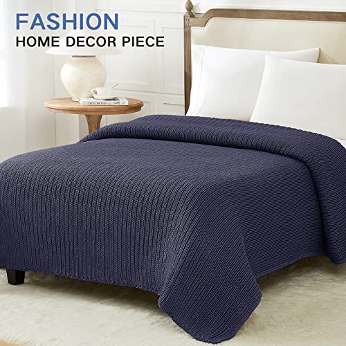 Guohaoi Knitted Weighted Blanket for Adults (Dark Grey 50"x75" 12lbs) No Beads Cooling Throw Blanket for Hot Sleepers, Home Decor Breathable Chunky Knit Heavy Blanket Use on Full Size Bed