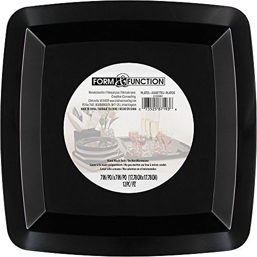 Creative Converting Plastic Dessert Plate, 7", Black #TOP2
