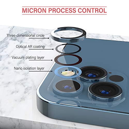 [5 Pack] UniqueMe Compatible with iPhone 12 Pro Camera Lens Protector Camera Cover Protection [Easy Installation] HD Clear [Anti-Scratch] [Fit Well for Camera]- Pacific Blue - Thumbnail 5