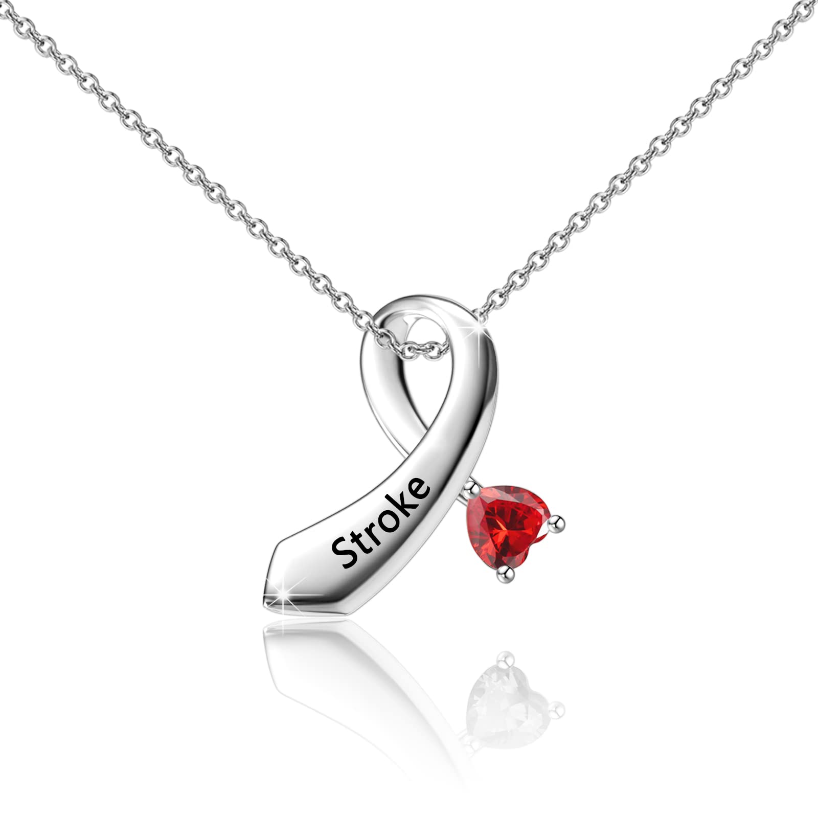 CENWAStroke Red Awareness Ribbon Necklace Stroke Awareness Gift Stroke Warrior Gift For Her