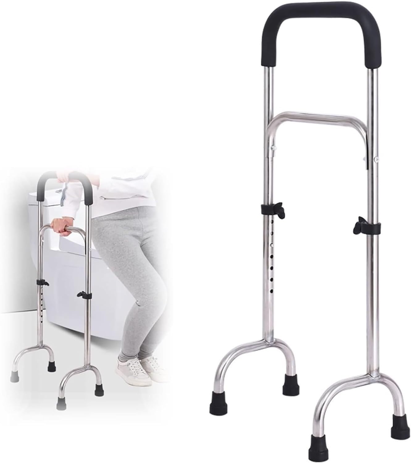 Rama spacerowa Quad Cane regulowany kij czworonogów z szeroką podstawą z czterema nogami stabilne lekkie laski ze stali nierdzewnej stojący pomoc w poruszaniu się