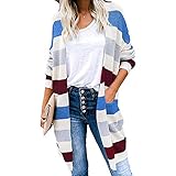 Material ----- Damen bunt Strickjacke besteht aus 65% Acryl und 35% Polyester. Hochwertig, weich, leicht und warm genug für Sie.